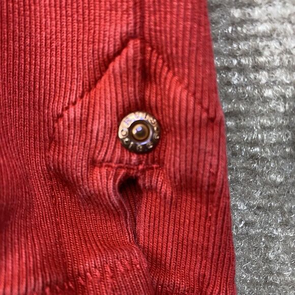 Orvis Mens Long Sleeve 1/4 Button Hardware Button Cuffed Heavy Shirt Red Size L - Picture 3 of 13